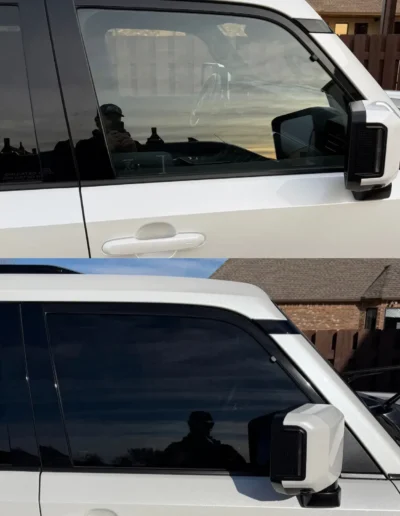Window Tint Before & After on White Car