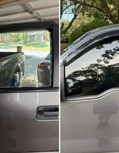 Window Tint Before & After on Gray Vehicle